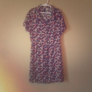 Short floral button up dress