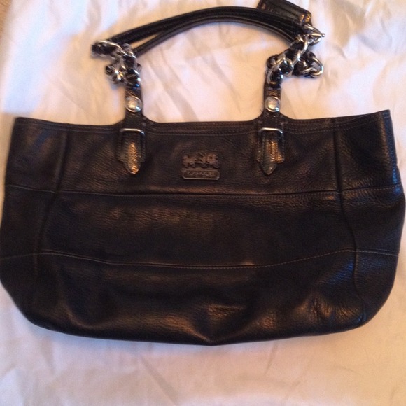 Black leather Coach Bag.