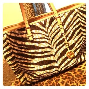 Michael Kors large leopard/zebra leather purse