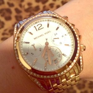 Michael kors rose gold studded bling watch