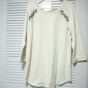 Rachel Roy Cream oversized sweater top