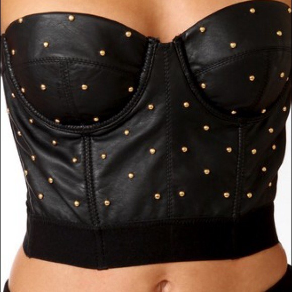 - Studded Faux Leather Bustier Top. - Picture 2 of 4
