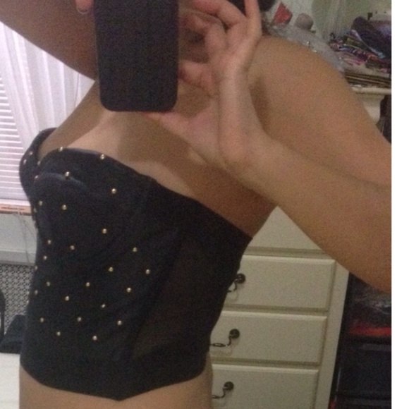 - Studded Faux Leather Bustier Top. - Picture 4 of 4