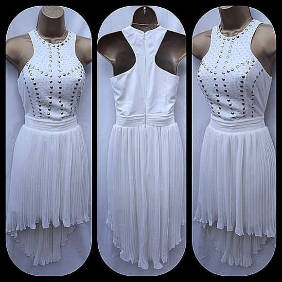Gorgeous embellished white pleated chiffon dress - Picture 4 of 4
