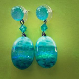 The sea Glass drop earrings
