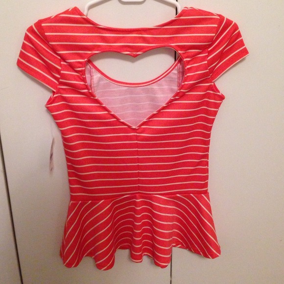Pink Striped Peplum Top - Picture 2 of 3