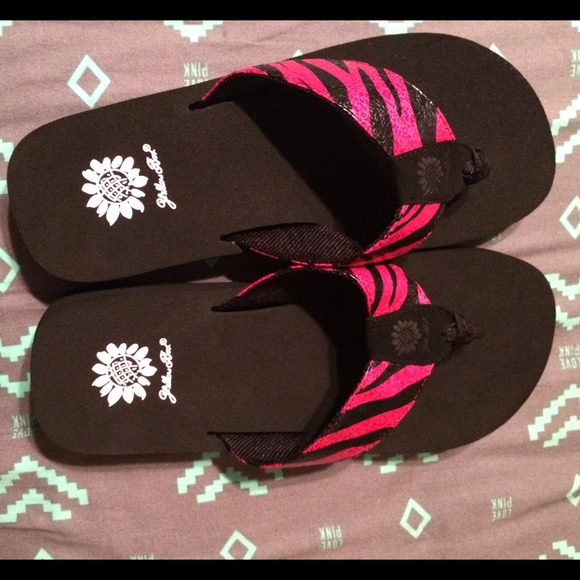 Pink & Black Zebra Yellow Box Flip Flops