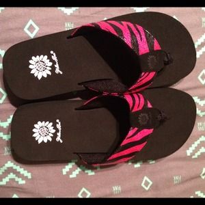 Pink & Black Zebra Yellow Box Flip Flops