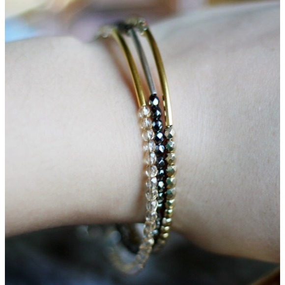 3 stackable bracelets made with Swarovski crystals