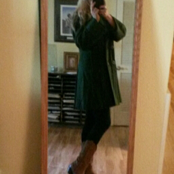 Vint Long heavy wool pea coat quilted satin lining - Picture 3 of 4