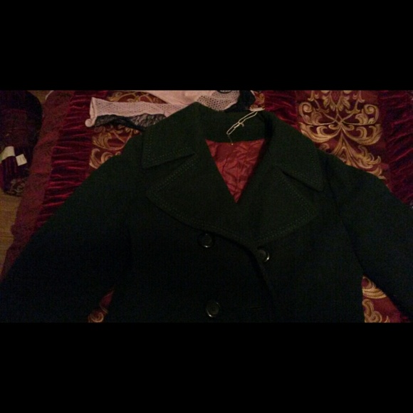 Vint Long heavy wool pea coat quilted satin lining - Picture 4 of 4