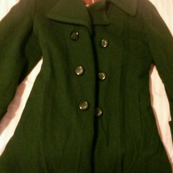 Vint Long heavy wool pea coat quilted satin lining - Picture 2 of 4