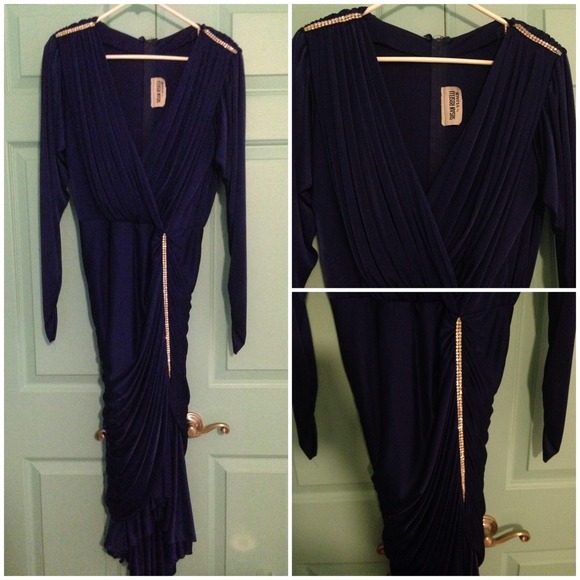 Vintage Navy Blue Evening Gown - Picture 1 of 1