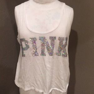 PINK sequined tank/crop