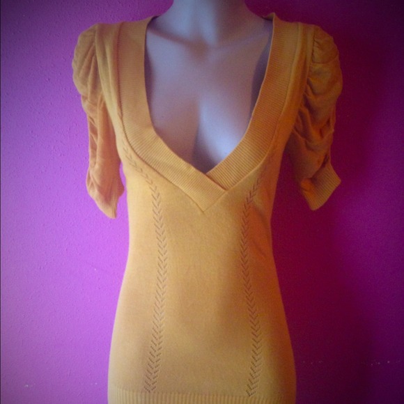 Long yellow sweater
