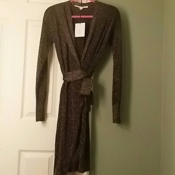 dvf metallic wrap dress