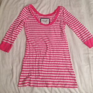Pink & White striped Abercrombie Shirt