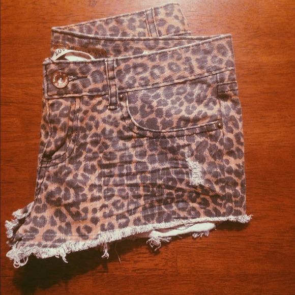 BILLABONG Pacsun Cheetah Denim Shorts