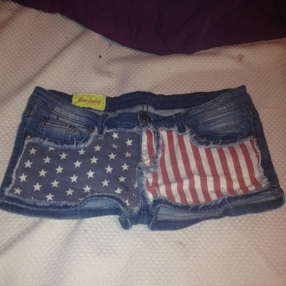 American Flag Denim Shorts