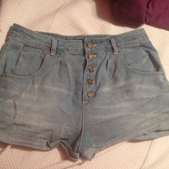 BDG High-Waisted Button-Up Denim Shorts