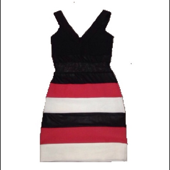 Windsor striped cocktail/club dress with mesh - Picture 1 of 3
