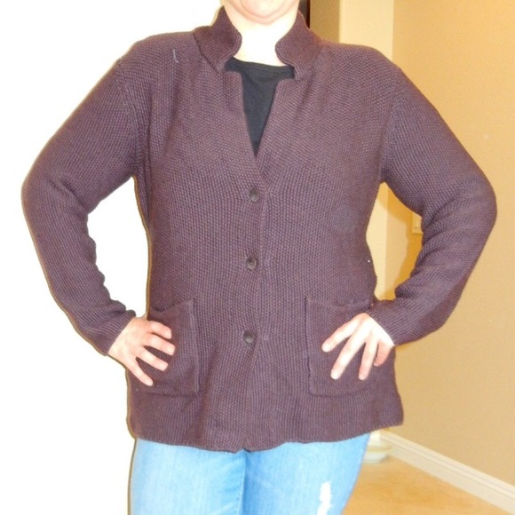 Eileen Fisher Italian Merino Wool Brown Sweater XL