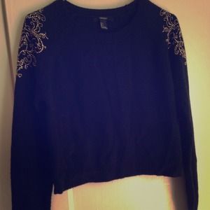 Crop embellished sweater