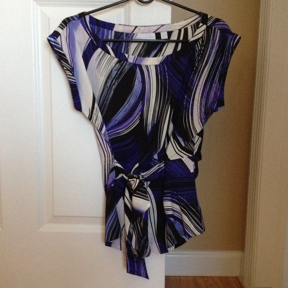 New York & Company Multi Color Tie Waist Blouse - Picture 2 of 2