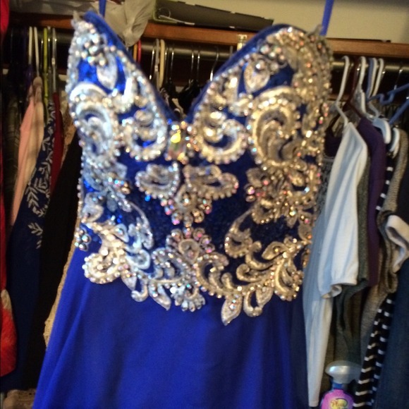 Night Moves royal blue prom dress, only work once - Picture 3 of 4