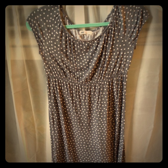 Grey and white polka dot dress