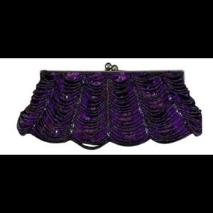 Beaded Sequin Purple Clutch