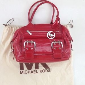Michael by Michael Kors red patent satchel