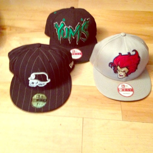 New era fitted hats=  1=7 1/2  & 2=SnapBack