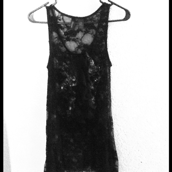 black and gold lace tank.
