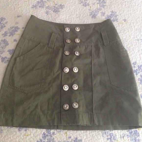 High Waist Military Green Skirt