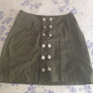 High Waist Military Green Skirt