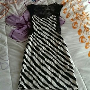 Black and white striped dress