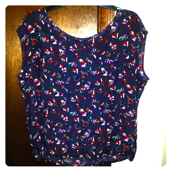 Grey Silk and Floral Top