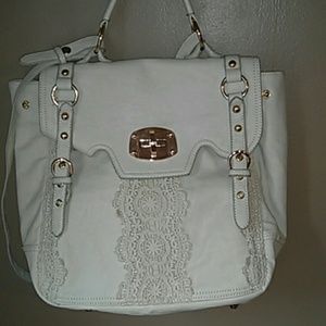Cream crochet and leather Handbag