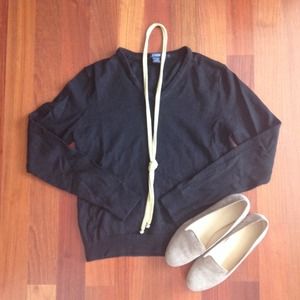 J.Crew Black V-Neck Wool Sweater