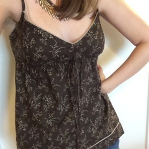 *Hold* botanical print tank top & plaid coat