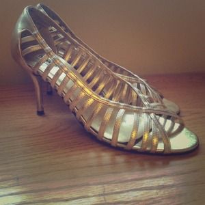 Gold cage sandals