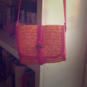 Pink and orange cross body purse