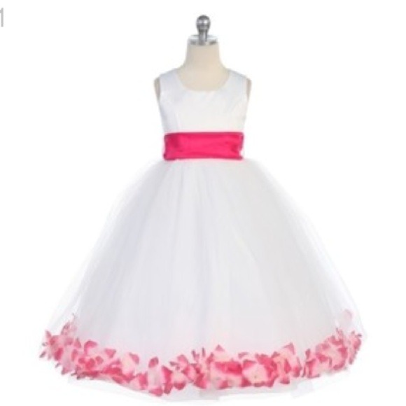 Satin & Tulle Dress with Organza Petals and Sash