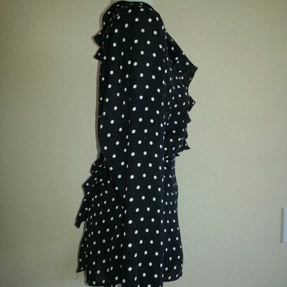 NY&Co. Classic Polka Dot Wrap Blouse - Picture 2 of 3