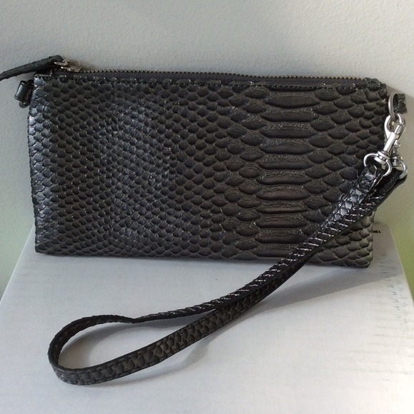 Devi Kroell for Target pewter python wristlet