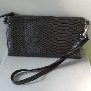 Devi Kroell for Target pewter python wristlet