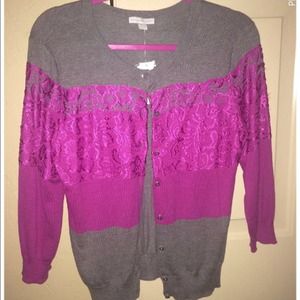 Beautiful Gray and Fuchsia Cardigan