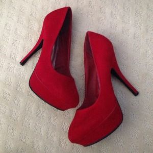 Red suede heels