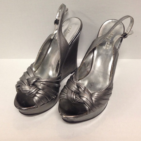 Cathy Jean silver size 8 wedges.